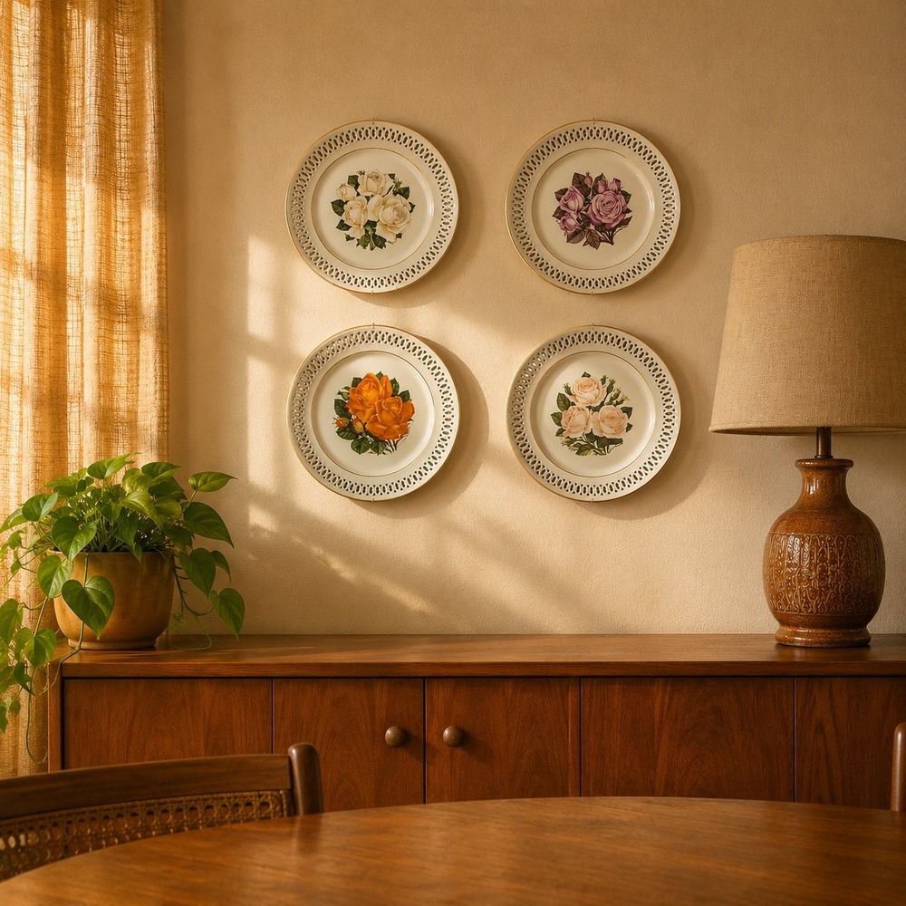 Bing &‎ Grondahl Danbury Mint 1979 Limited Edition Rose Plates Set of 4 Denmark